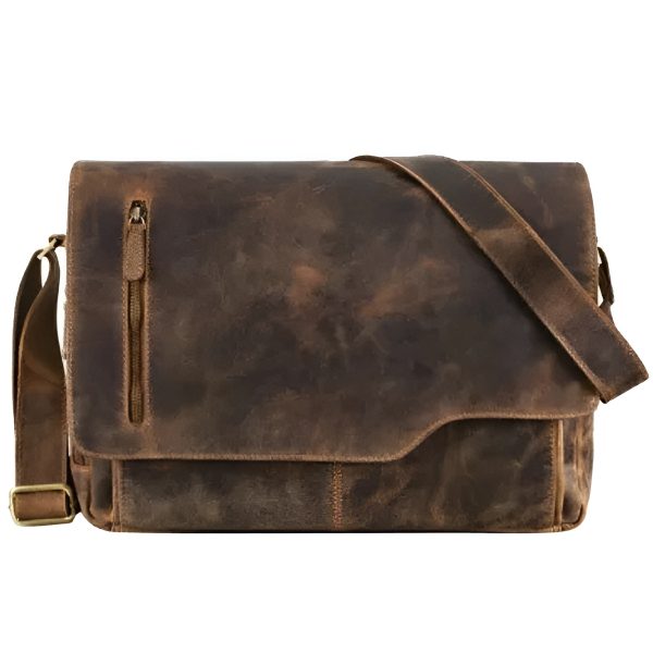 Elegant Brown Leather Messenger Bag