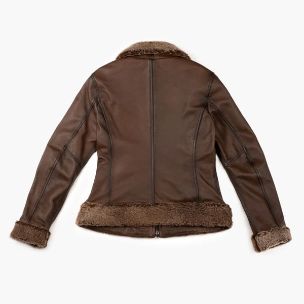 Womens Dark Brown Aviator Jacket