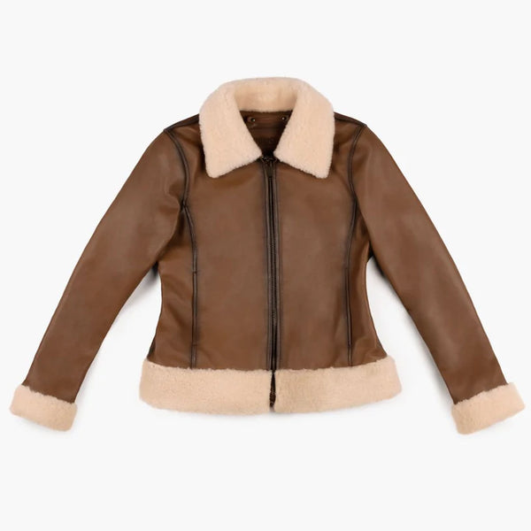 Womens Brown Aviator Jacket