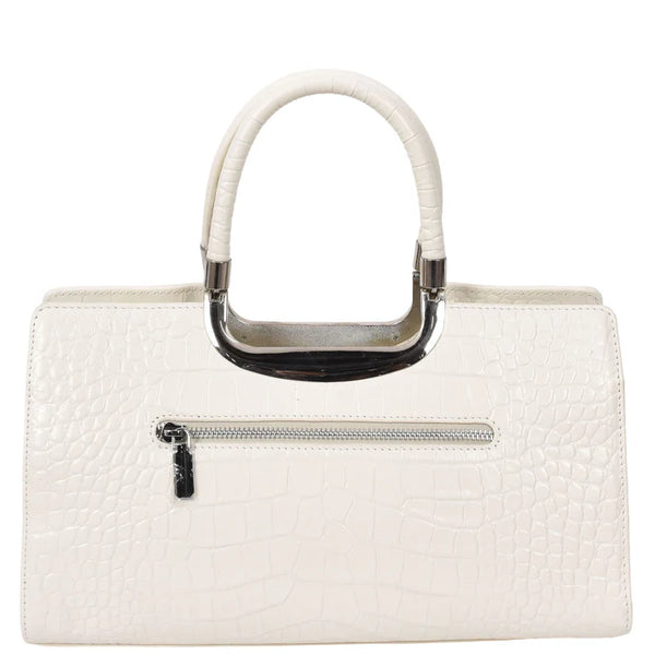 Womens Leather Croc Print Handbag