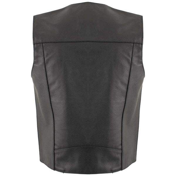 Men's Black Classic Club Style Leather Vest