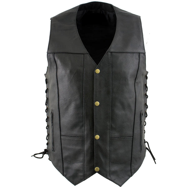 Men's Black 'Dime' Classic Leather Vest