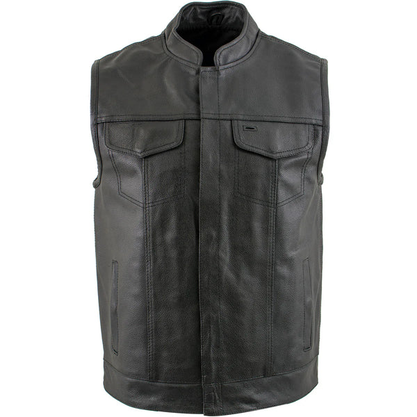 Men's Black 'Combat Style' Leather Vest