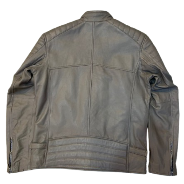 Grey Leather Motorcycle Jacket