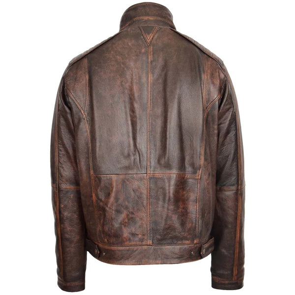 Mens Leather Urban Biker Style Jacket