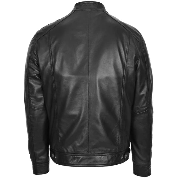 Mens Soft Leather Casual Plain Zip Jacket