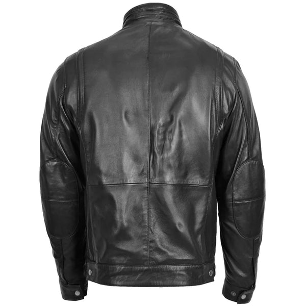 Men's Standing Collar Leather Jacket