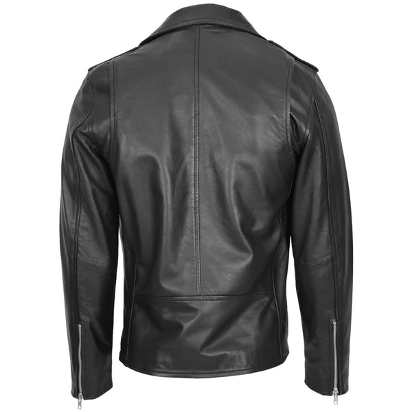 Mens Leather Biker Jacket Brando Style