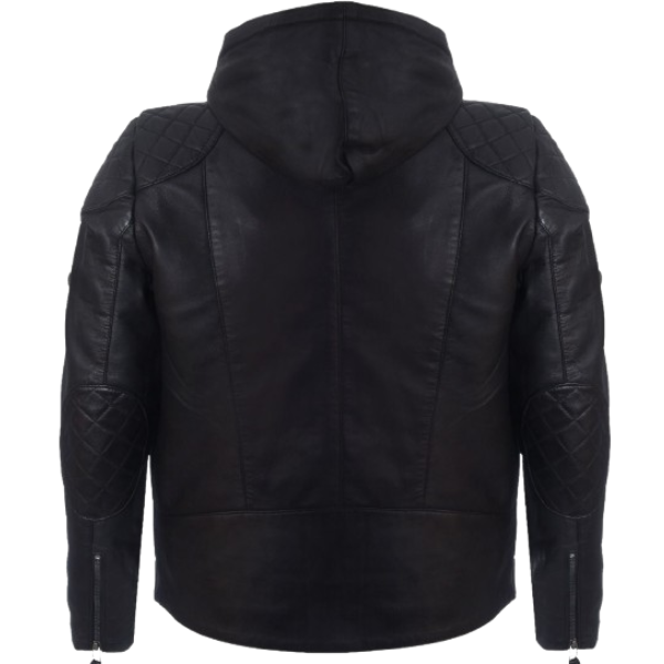 Leather Hooded Bomber Jacket