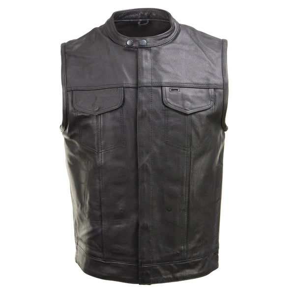 Men's 'Quick Draw' Black Leather Vest