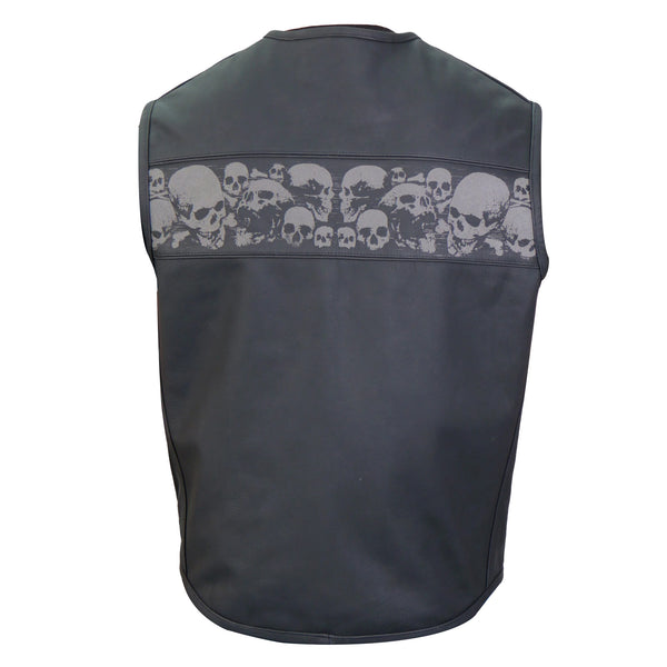 Men's Black 'Ancient Skulls' Biker Vest