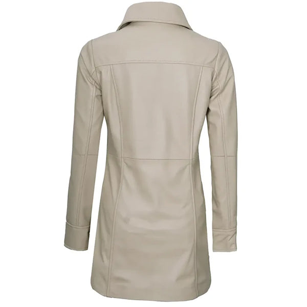 Womens Beige Leather Coat