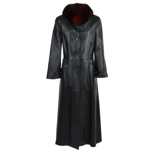 Black Real Leather Trench Coat