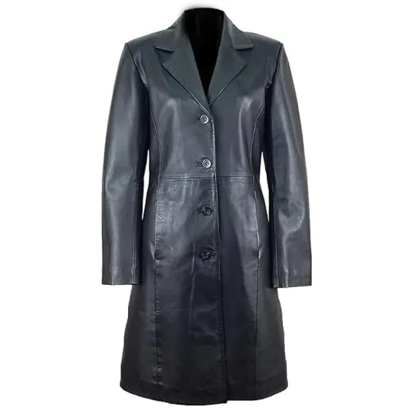 Single Breasted Leather Trench Coat