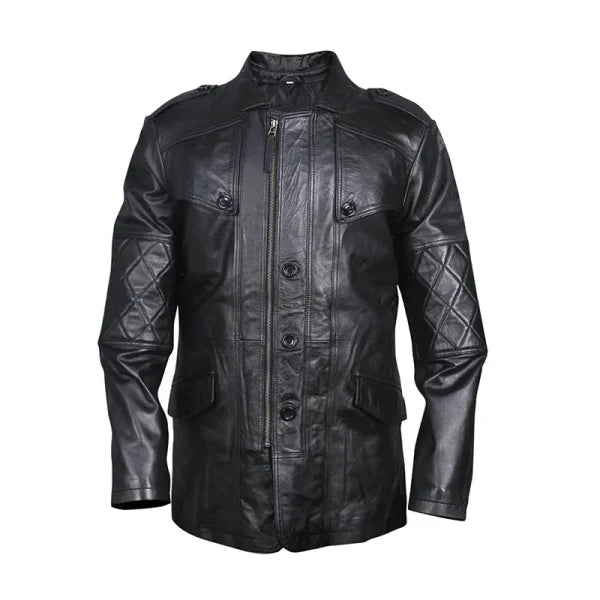 Biker Genuine Leather Pea Coat