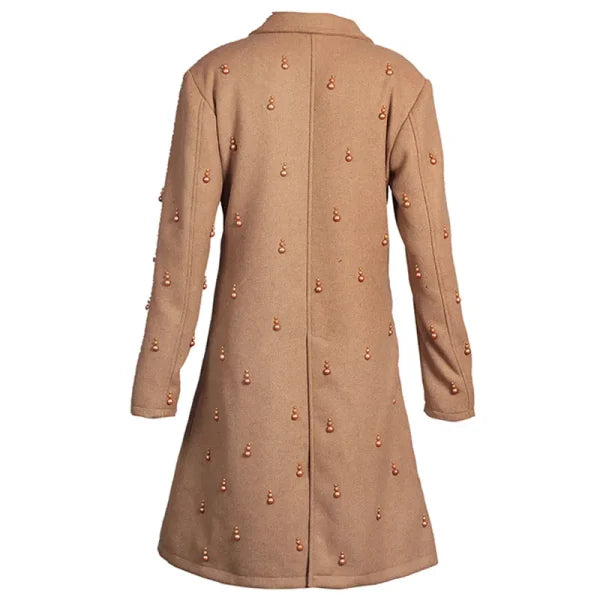 Women’s Brown Embellished Wool Trench Coat