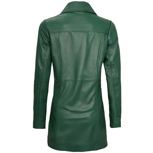 Womens Green Leather Coat