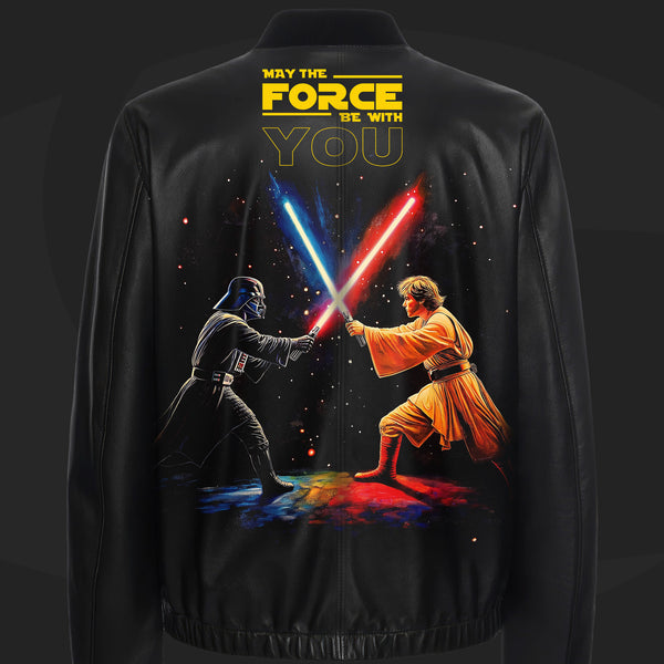 Galactic Duel – Hand-Painted Leather Jacket