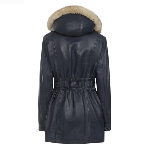 Womens Detachable Fur Trimmed Hooded Coat