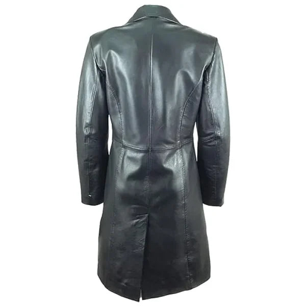 Single Breasted Leather Trench Coat