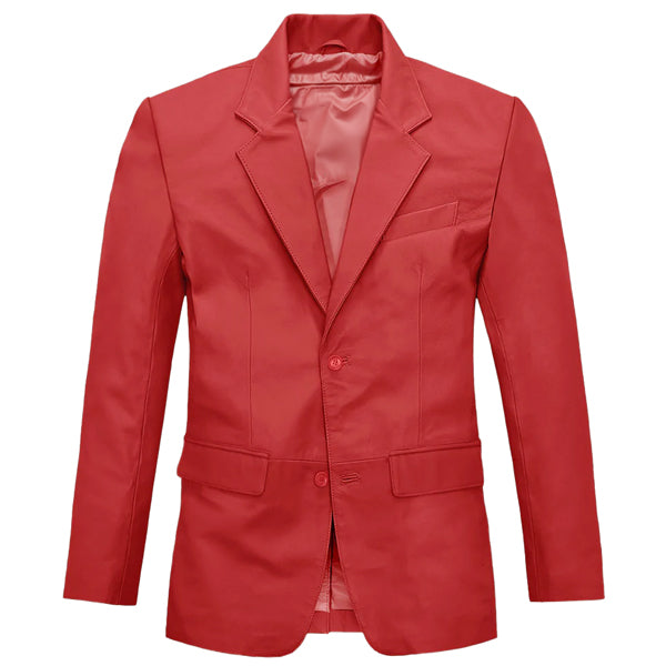 Soft Tango Red Leather Blazer