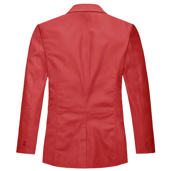 Soft Tango Red Leather Blazer