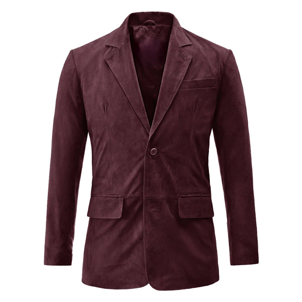 Maroon Leather Blazer