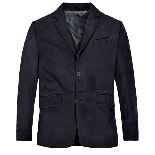 Dark Blue Suede Leather Blazer