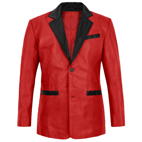 Red Hampton Leather Blazer