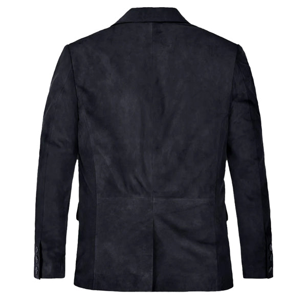 Dark Blue Suede Leather Blazer