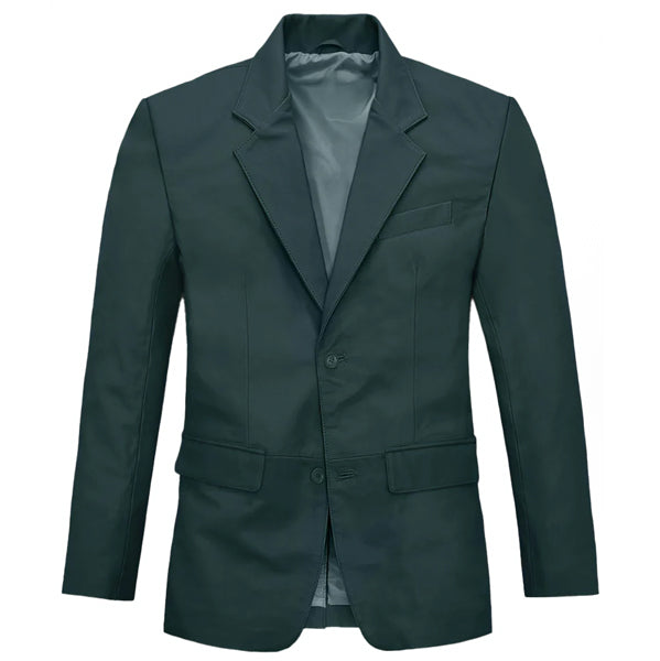 Soft Russian Blue Leather Blazer