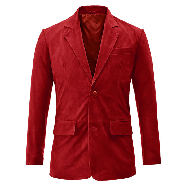 Red Suede Leather Blazer