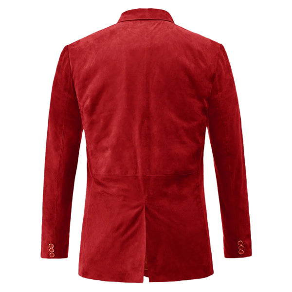 Red Suede Leather Blazer