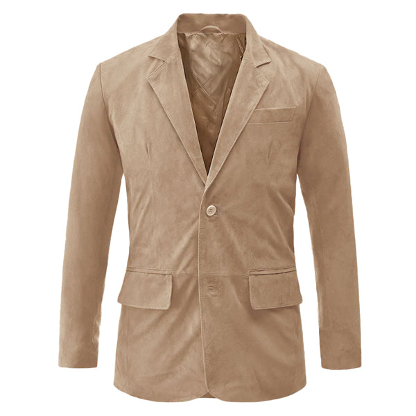 Beige Suede Leather Blazer