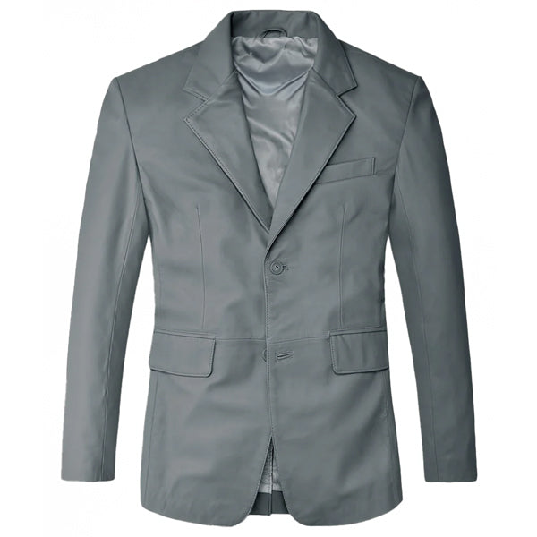 Soft Gray Leather Blazer