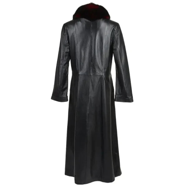 Black Real Leather Trench Coat