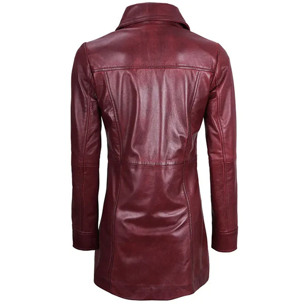 Womens Maroon 3/4 Long Coat