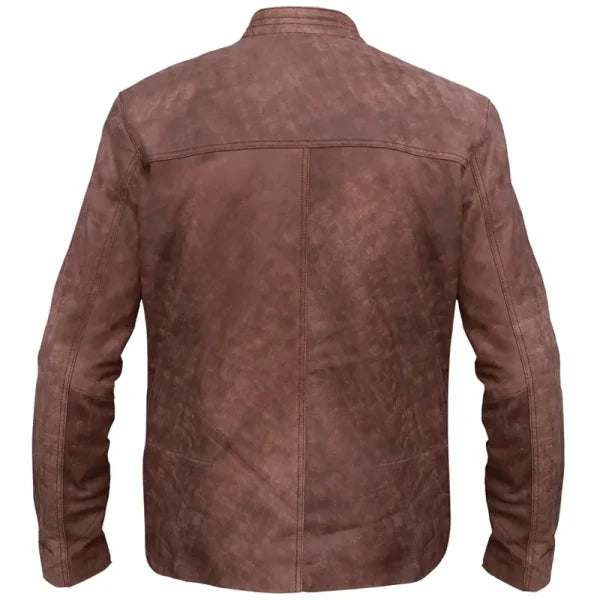 Distressed Light Brown Leather Jacket