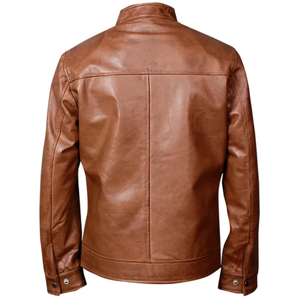 Ionic Brown Biker Genuine Leather Jacket