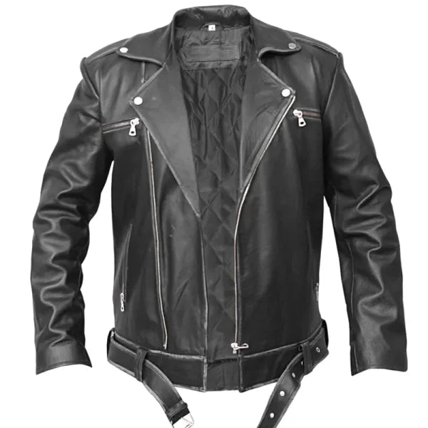 Asymmetrical Zipper Biker Leather Jacket