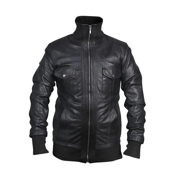 Slim Fit Bomber Biker Leather Jacket