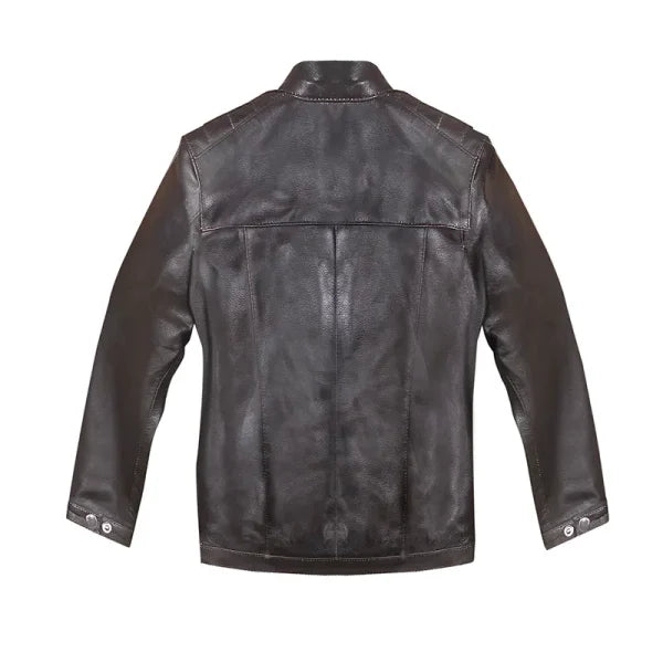 Biker Dark Brown Leather Jacket