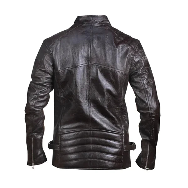 Black Quilted Biker Leather Jacket