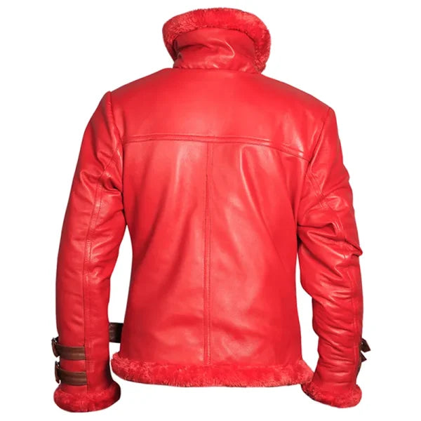 Red Shearling Leather Jacket