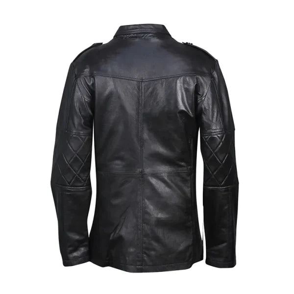 Biker Genuine Leather Pea Coat