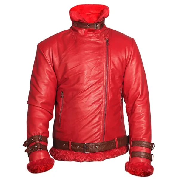 Red Shearling Leather Jacket