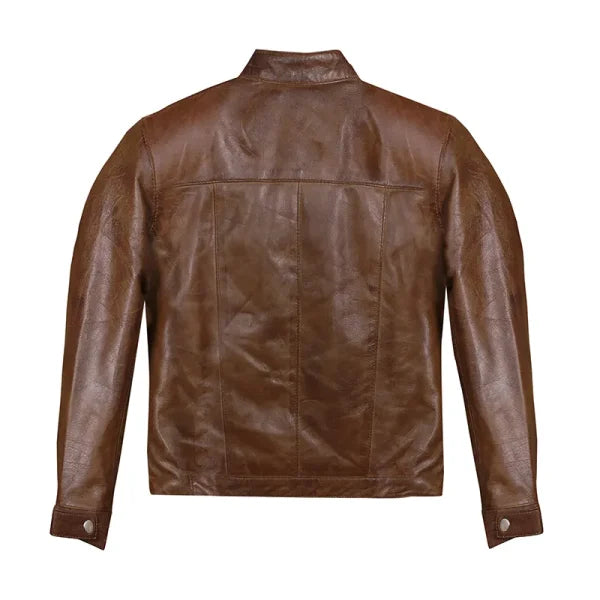 Retro Biker Brown Leather Jacket