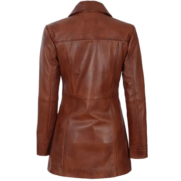 Womens 3/4 Length Leather Coat | Crafted for Cool-Weather