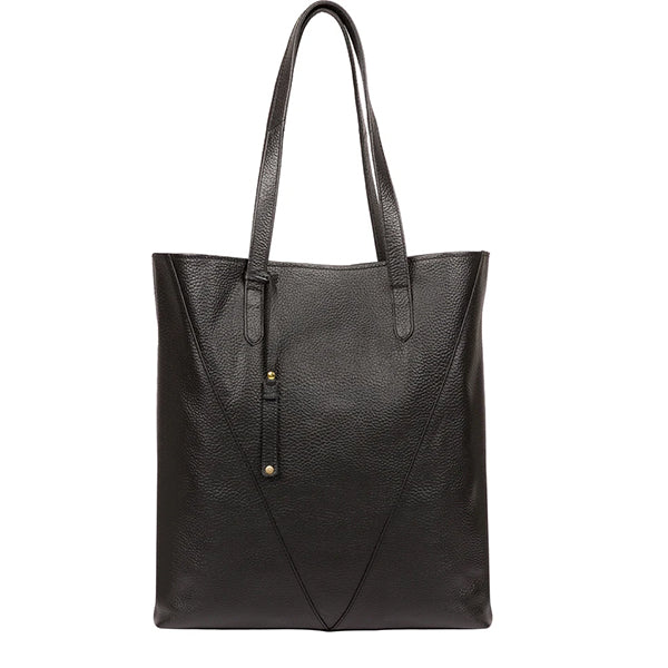 Black Leather Shopping Bag