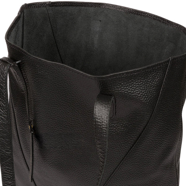 Black Leather Shopping Bag